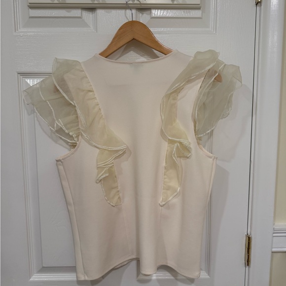 Express Cream Ruffle Accent Blouse - Picture 3 of 3
